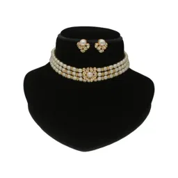 Sri Jagdamba Pearls Jasmine 3 Lines Pearl Set for Women-image-0