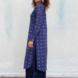 Chidiyaa Play With Indigo Midnight Waltz Bandhej Cotton Kurti image 3