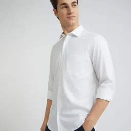 ColorPlus White Cotton Tailored Fit Shirt image 3