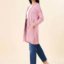 Rangmanch by Pantaloons Pink Self Design Cardigans image 3