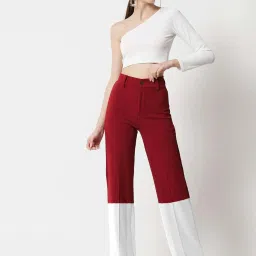 Kotty Red & White Color-Block Trousers image 3