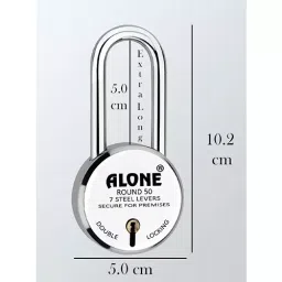 ALONE LOCKS 50 mm Alloy Steel Chrome with 4 Keys Long Shackle Door Padlock, ARLS4_50_1 image 2