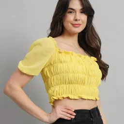 Scorpius Yellow Slim Fit Crop Top image 3