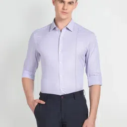 Arrow Purple Cotton Slim Fit Texture Shirt-picture-28