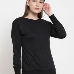 Belle Fille Women Black Solid Sweatshirt-picture-5