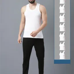 Force NXT White Cotton Regular Fit Vest - Pack Of 8-image-3