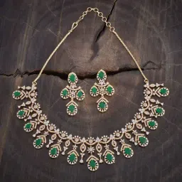 Kushal's Fashion Jewellery Green Golden Set for Women-image-14