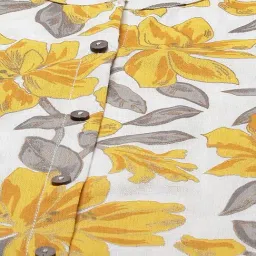 Divena White & Yellow Cotton Printed Straight Kurta image 5