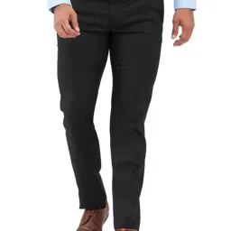 Raymond Black Slim Fit Self Pattern Trousers-picture-16