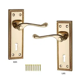Screw Tight Brass Polished Lever Lock Handle B110302PBL-image-0