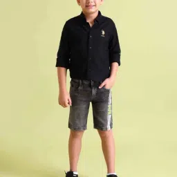 U.S. Polo Assn. Boys Grey Solid Shorts-image-37