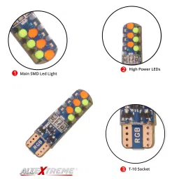 AllExtreme EXT102M Universal T10 LED Parking Light Super Bright Interior Pilot License Plate Dome Indicator Lamp Bulb for Car Bike and Motorcycle (1W, Multicolor, 2 PCS) image 2