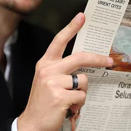 MEENAZ Men Silver Plated Stainless Steel Band Finger Ring image 5