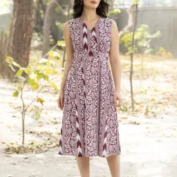 Mabish By Sonal Jain Purple Cotton Regular Fit Printed Dress-picture-11