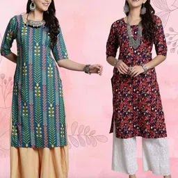 Ethnic basket Women Pack Of 2 Multicoloured Crepe Kurtas-picture-19