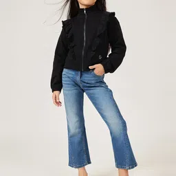 One Friday Girls Solid High Neck Long Sleeves Sweatshirt image 3