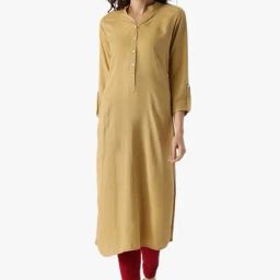 Libas Beige Regular Fit Rayon Straight Kurta-picture-49