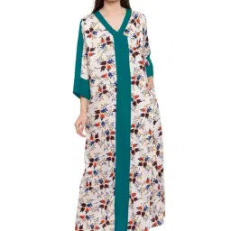 PATRORNA Cream Floral Print Nighty-image-24
