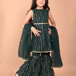 LilPicks Kids Green Embellished Kurta Set-picture-13