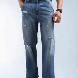 Flying Machine Men Relaxed Fit Mid-Rise Highly Distressed Heavy Fade Stretchable Jeans-picture-34