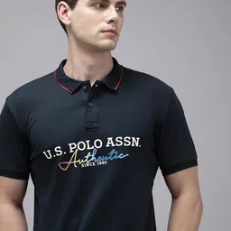 U.S. Polo Assn. Brand Logo Printed Polo Collar Pure Cotton Slim Fit T-shirt-picture-30