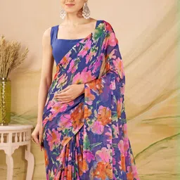 Garden Vareli Floral Printed Pure Chiffon Saree image 2