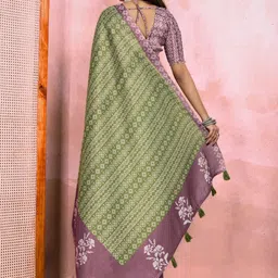 MORDEN MUSE Printed Tissue Silk Saree With Blouse Piece image 4