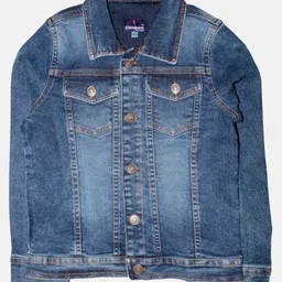 Kiddopanti Full Sleeves Solid  Denim Jacket - Dark Blue-picture-19
