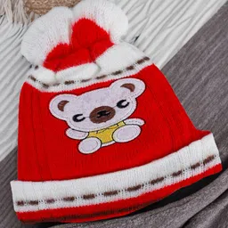 Baby Moo Koala Detailed Breathable Knitted Woollen Beanie Cap - Red-image-25