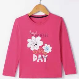 Doreme Single Jersey Knit Full Sleeves T-Shirt With Floral Print - Dark Pink-picture-29