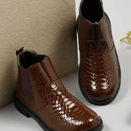 Tiny Bugs Snake Designed Ankle Length Boots - Brown-picture-24