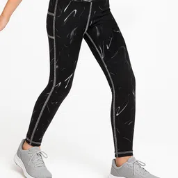 Pine Active Knit Full Length Super Stretch Printed Leggings - Black-picture-33