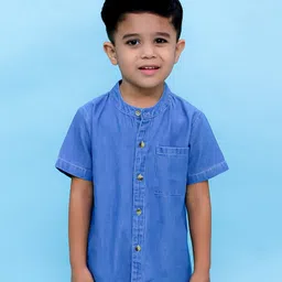 The Mom Store Cotton Chambray Solid Shirt - Light Blue-picture-24