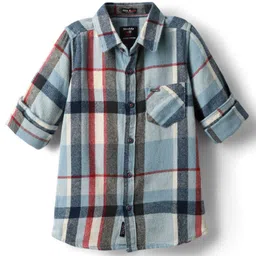 Noddy Full Sleeves Checked Shirt - Light Blue-picture-30