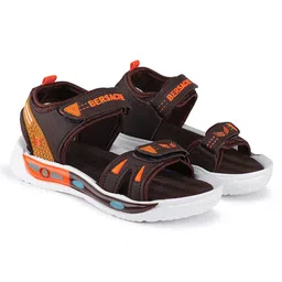 BERSACHE Colour Blocked Velcro Closure Sandals - Brown-picture-19