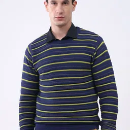 Monte Carlo Men Striped Round Neck Full Sleeves Cotton Pullover Sweater-picture-22
