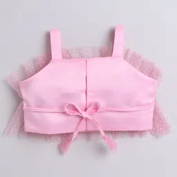 Many frocks & Satin Woven Sleeveless Floral Applique Detailed & Gota Lace Embellished Top & Palazzo Set - Pink image 4