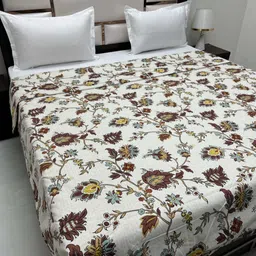 Pure Decor White & Brown Floral AC Room 233 GSM Double Bed Comforter-picture-16