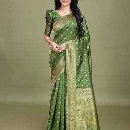 RICH & ROMAN Woven Design Zari Pure Silk Banarasi Saree-picture-35