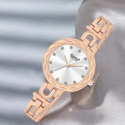 Ajanta Quartz Women Brass Patterned Dial & Bracelet Style Straps Analogue Watch AWC130ESL 2-picture-27