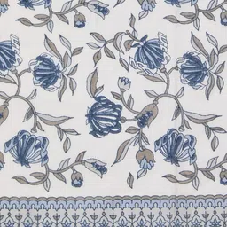 Fabindia Anvi White & Blue Floral Printed Cotton Door Curtain-picture-40