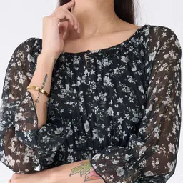 SALT ATTIRE Floral Print Bell Sleeve Fit & Flare Dress image 2