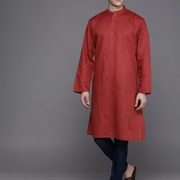 Fabindia Men Mandarin Collar Striped Kurta image 1