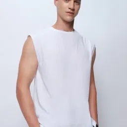 Bewakoof Men's White Oversized Vest-image-16