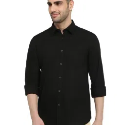 Parx Black Cotton Slim Fit Casual Shirt-image-4