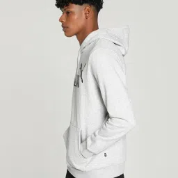 Puma Light Grey Regular Fit Printed Hooded Sweatshirt image 3