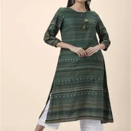Rangmanch by Pantaloons Green Printed Straight Kurta-picture-28
