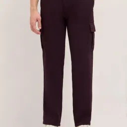 The Bear House Maroon Straight Fit Casual Cargos-picture-16