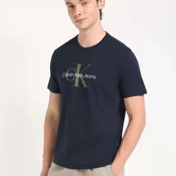Calvin Klein Jeans Blue Cotton Regular Fit Logo Printed T-Shirt image 3