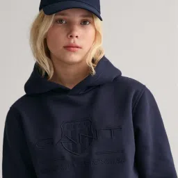 Gant Blue 100% Cotton Regular Solid Sweatshirt image 3